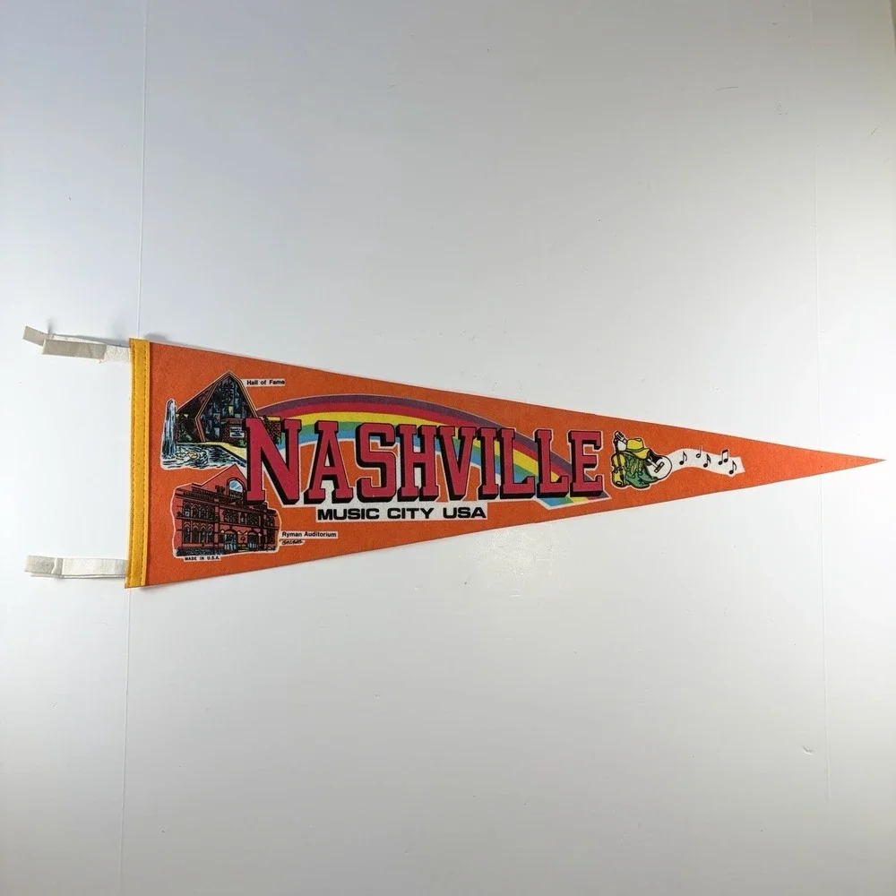 Vintage Felt Pennant Nashville Music City USA Country Music 26